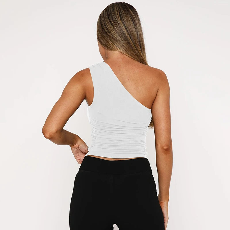Soulskins "Embrace" Ruched One-Shoulder Top – Earth-Tone Grace